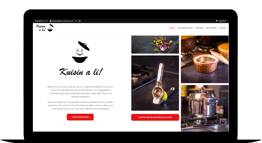 Site kuisin a li, Boutique en ligne de casseroles et autres accessoires pour la cuisine, La Réunion